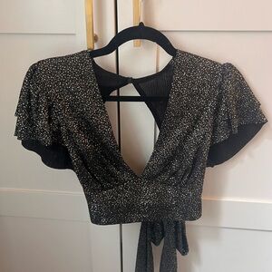 Sabina Musayev Silver and Black Sparkle Top